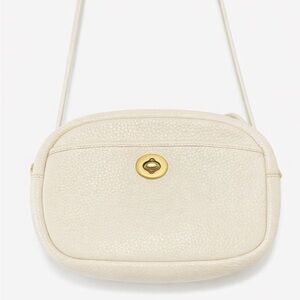Elegant Cream Coach  Leather Crossbody Bag